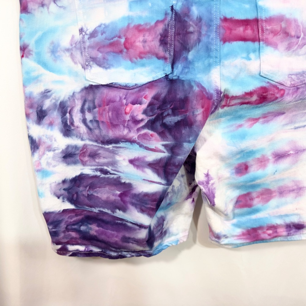 Gloria Vanderbilt Plus Size 24W Shorts Handmade Tie Dye Denim Purple Pink 928 - Picture 9 of 12